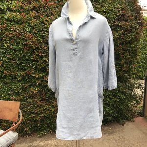 XCVI   100% Linen Light Blue Top -  Size M